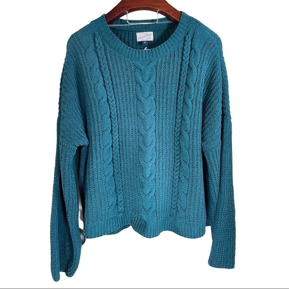Cable Knit Sweater NEW Forest Green - Picture 1 of 5